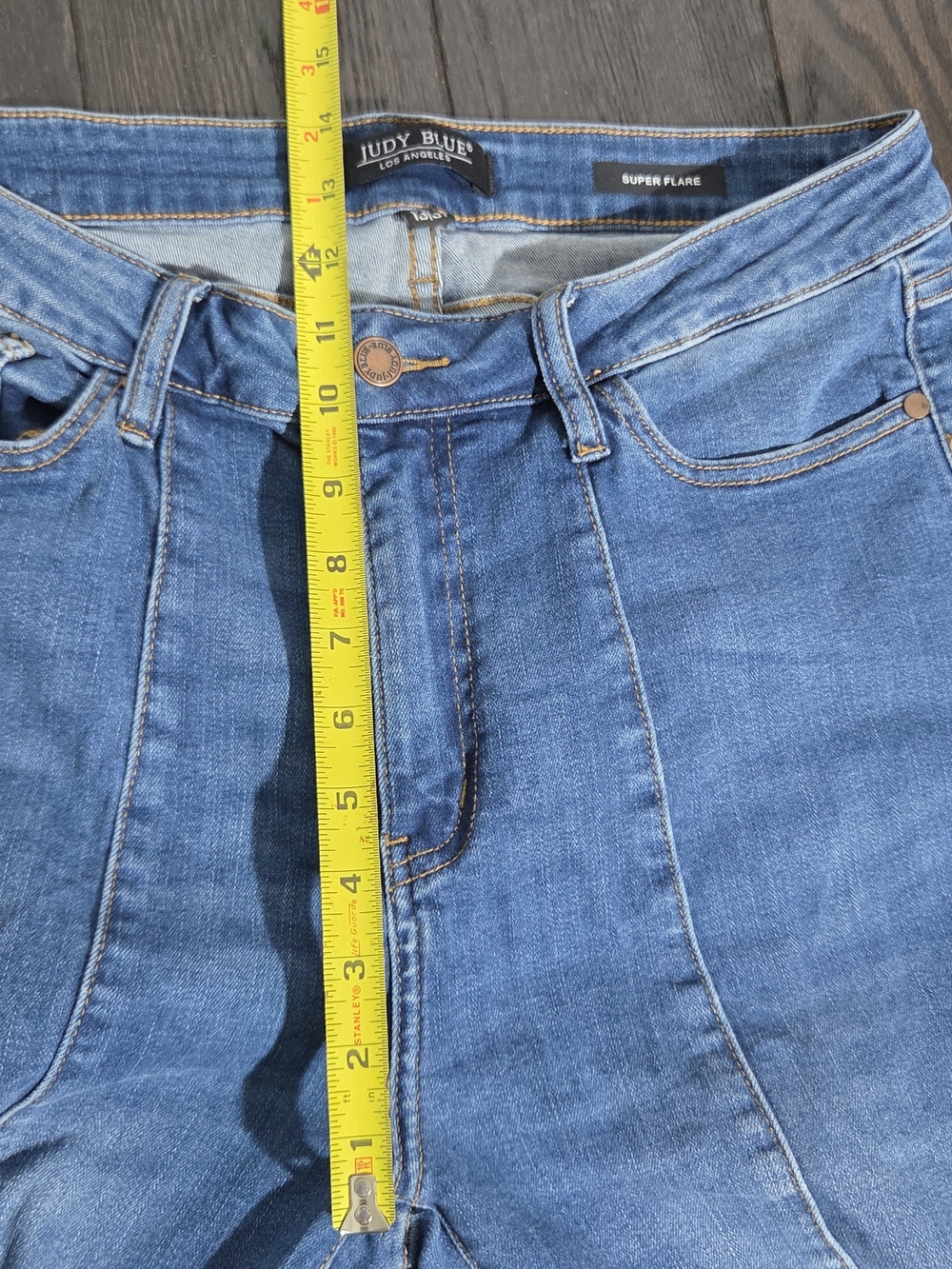 Judy Blue Women's Stretch Denim Jeans Super Flare Legs 13/31 Rough Hem - Picture 7 of 13